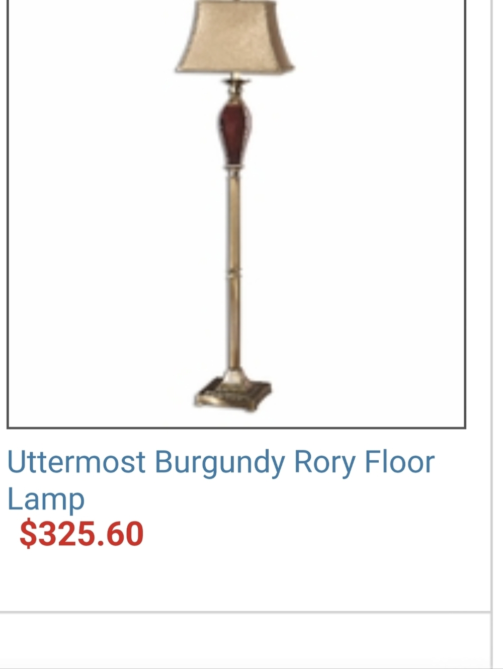 Uttermost Rory Floor Lamp in Burgundy and Gold